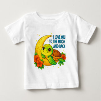 T-shirt Pour Bébé Aimez-vous à la lune et le dos de la tortue bébé