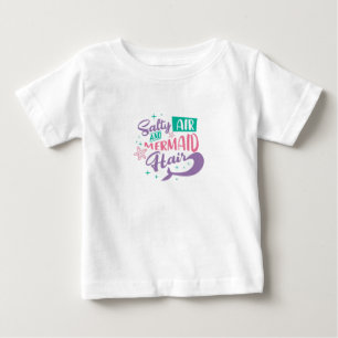 T-shirt Pour Bébé air salé et typographie cheveux de sirène enfants