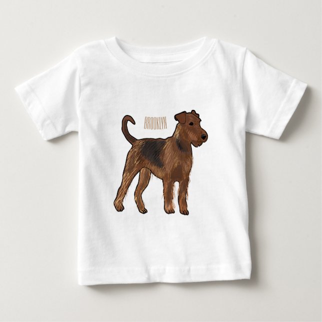 T-shirt Pour Bébé Airedale terrier dog cartoon (Devant)