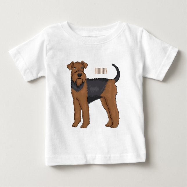 T-shirt Pour Bébé Airedale terrier dog cartoon (Devant)