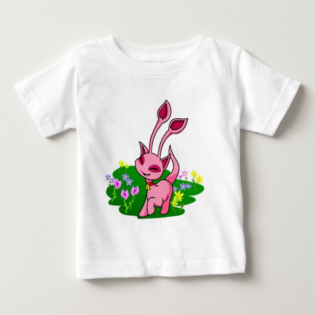 T-shirt Pour Bébé Aisha rose caracolant par des fleurs (Devant)