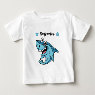 T-shirt Pour Bébé Ajouter un nom au cadeau d'anniversaire requin - C