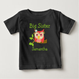 T-shirt Pour Bébé Ajouter un nom Chouette personnalisée Grande Soeur