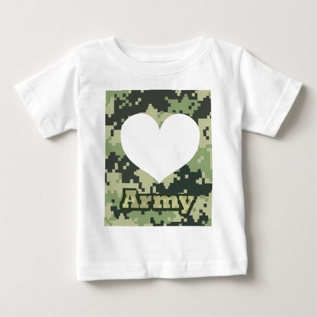 T-shirt Pour Bébé Ajoutez votre propre coeur d'armée de photo (Devant)