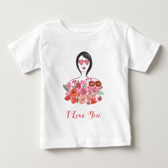 T-shirt Pour Bébé Ajoutez votre texte | Valentine I chic (Devant)