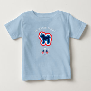T-shirt Pour Bébé Akita Patriotic Rouge Blanc et Bleu Chien 4 Juille
