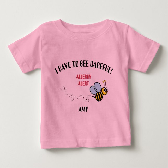 T-shirt Pour Bébé Alerte d'allergie alimentaire Bumble Bee Shirt (Devant)