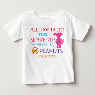 T-shirt Pour Bébé Alerte d'allergie aux arachides Superhero Girls pe