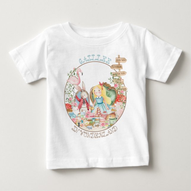 T-shirt Pour Bébé Alice Aventures dans Woderland Anniversaire Tea Pa (Devant)