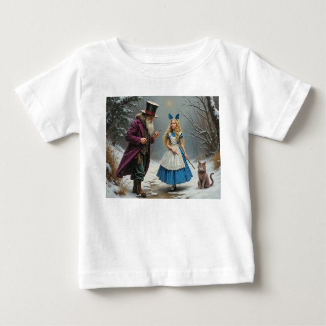 T-shirt Pour Bébé Alice en hiver bébé chemise blanche (Devant)