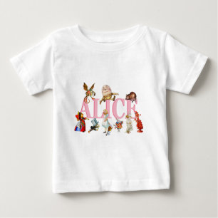 T-shirt Pour Bébé Alice et Wonderland et ses amis.