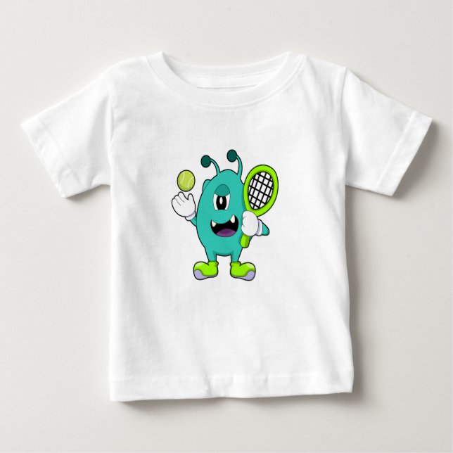 T-shirt Pour Bébé Alien à Tennis avec raquette de tennis (Devant)