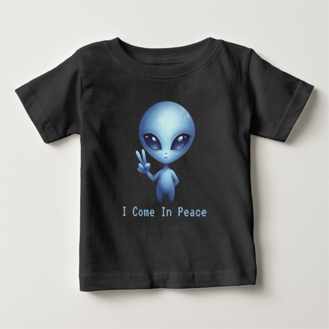 T-shirt Pour Bébé Alien - Je Viens En Paix (Devant)