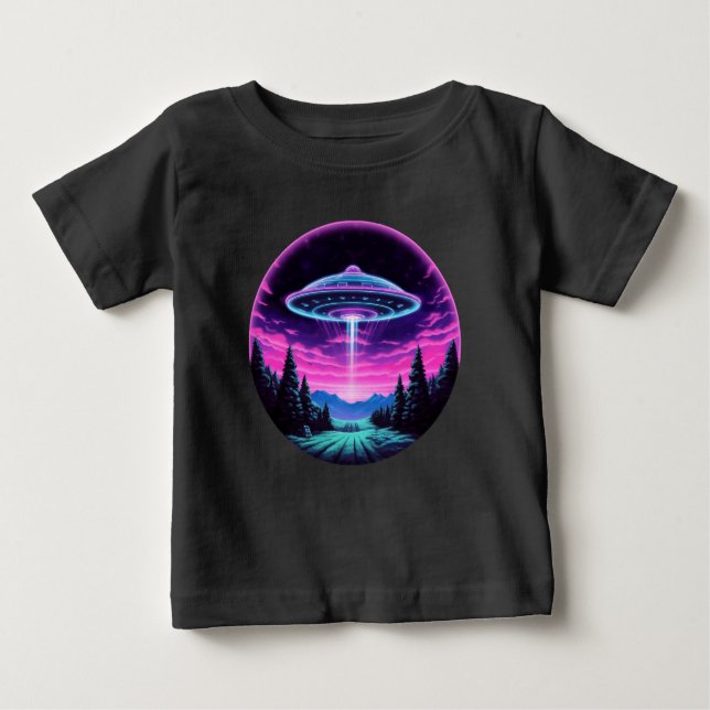 T-shirt Pour Bébé Alien vaisseau spatial rétro futuriste (Devant)