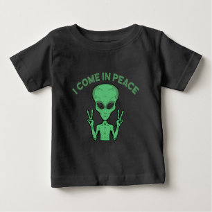 T-shirt Pour Bébé Alien Vert Je Viens En Paix OVNI Extraterrestre