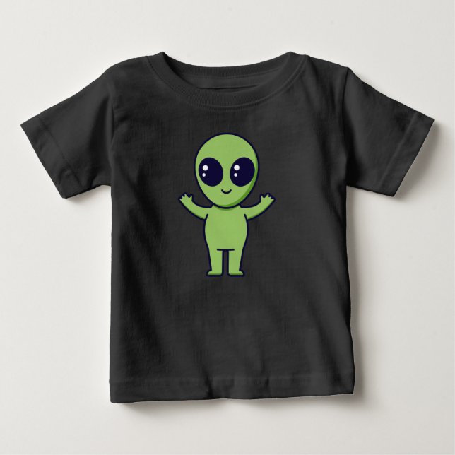 T-shirt Pour Bébé “Alien Vert Mignon (Devant)