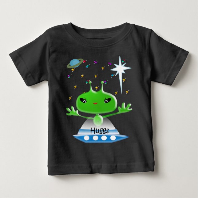 T-shirt Pour Bébé Aliens de l'espace extra-atmosphérique vert mignon (Devant)