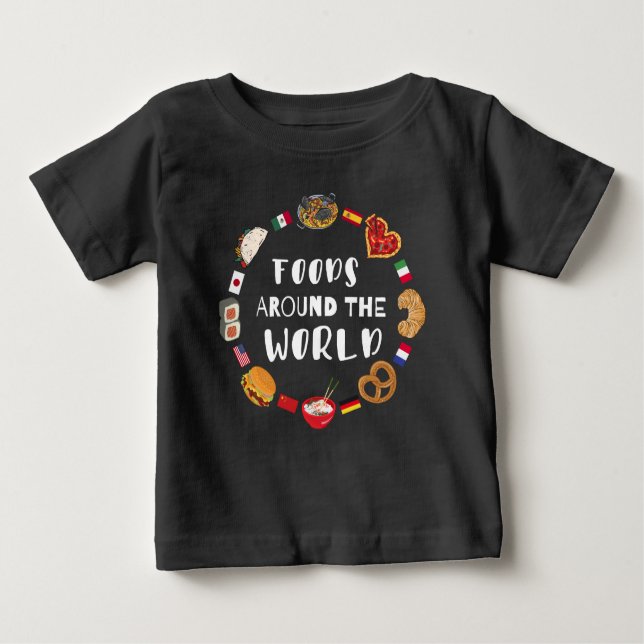 T-shirt Pour Bébé Aliments dans le monde (Devant)
