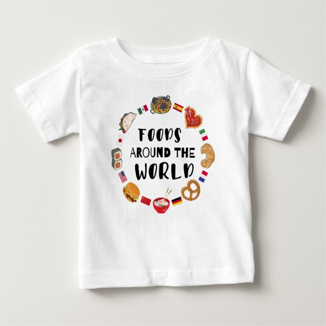 T-shirt Pour Bébé Aliments dans le monde (Devant)