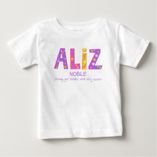 T-shirt Pour Bébé Aliz, nom de fille signifiant étoile rose violet
