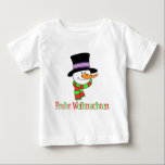 T-shirt Pour Bébé Allemand Christmas Snowman<br><div class="desc">Allemand Christmas Snowman pour les enfants. Dites "Joyeux Noël" en allemand avec ce mignon bonhomme de neige. Frohe Weihnachten ! Idéal pour un fils ou une fille allemande ou comme cadeau pour un enfant allemand spécial.</div>