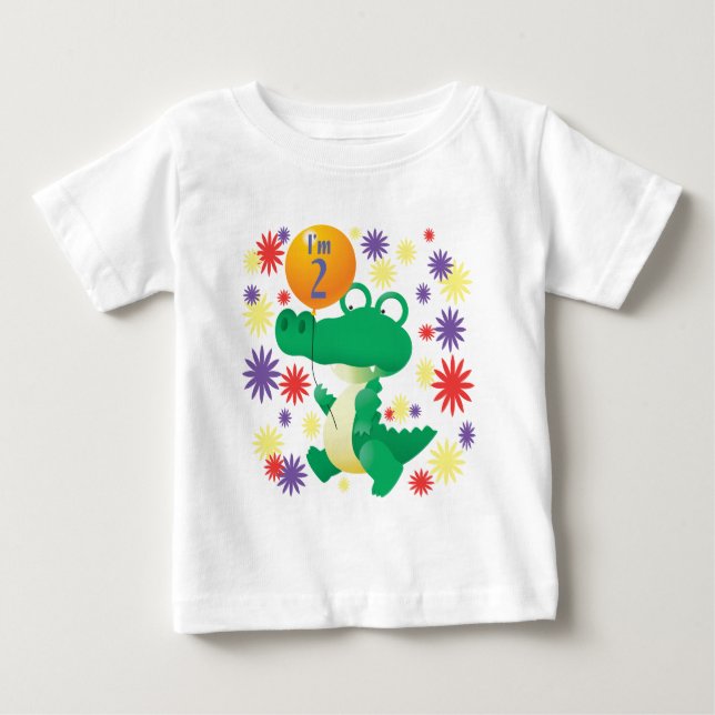 T-shirt Pour Bébé Alligator du 2e anniversaire (Devant)