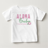 Aloha Baby rose et vert Fleur tropicale Monogramme