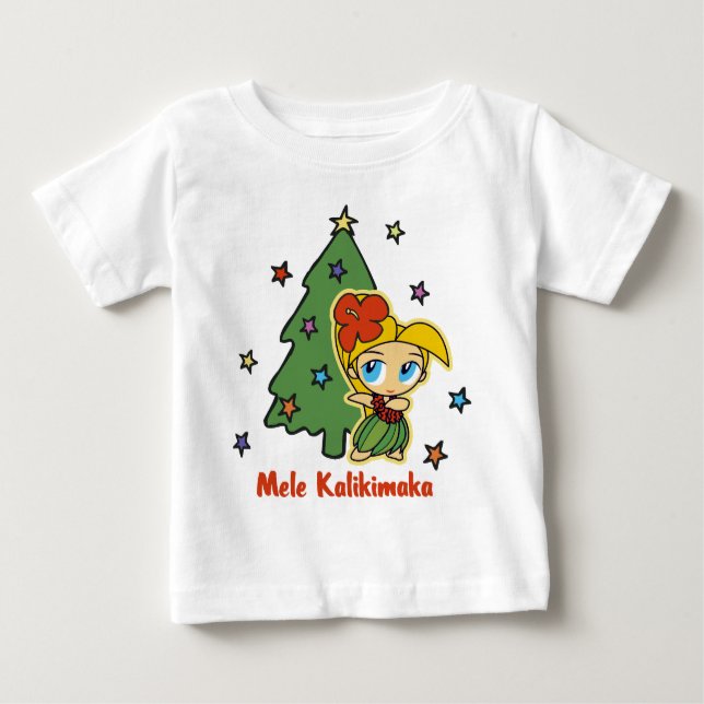 T-shirt Pour Bébé Aloha fille de danse polynésienne blonde de Noël (Devant)