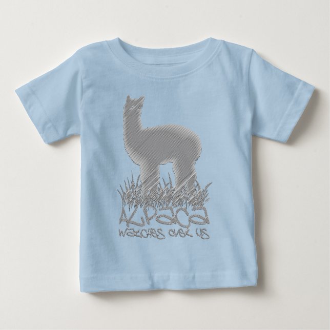 T-shirt Pour Bébé Alpaca veille sur nous (Devant)