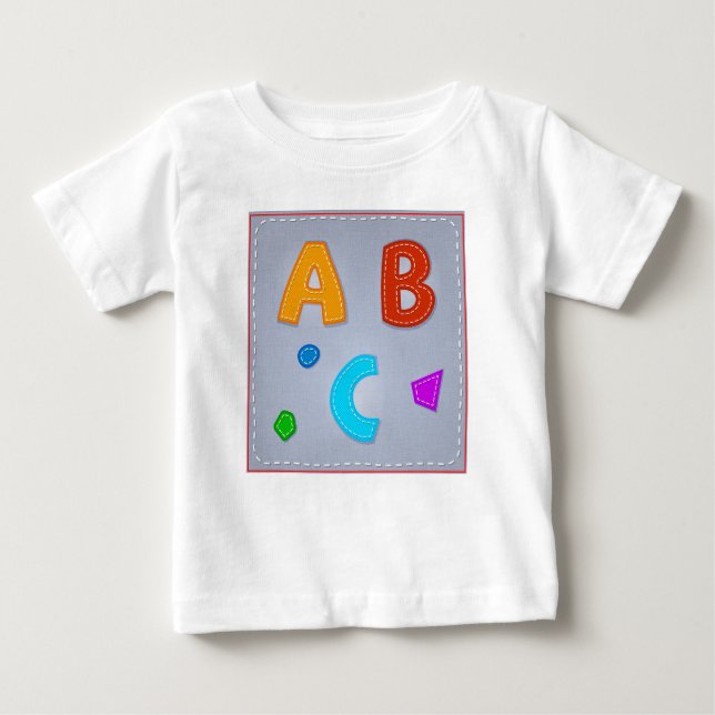 T-shirt Pour Bébé Alphabet ABC Vector Stittes Rouge bleu pourpre Ora (Devant)