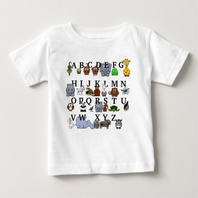 T-shirt Pour Bébé Alphabet animal (Devant)