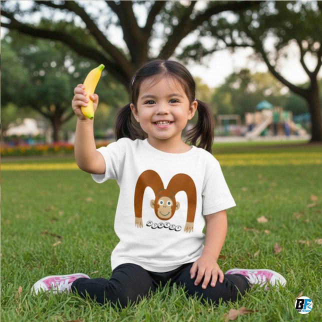 T-shirt Pour Bébé Alphabet animal M pour singe (Créateur téléchargé)