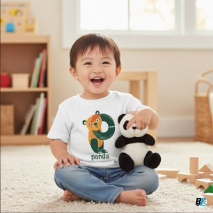 T-shirt Pour Bébé Alphabet animal P pour Panda