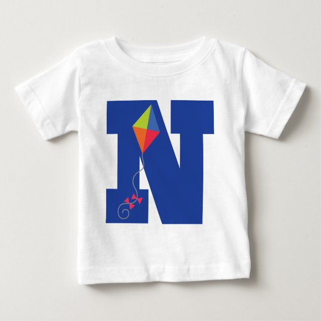 T-shirt Pour Bébé Alphabet de la lettre N de monogramme d'enfant de (Devant)