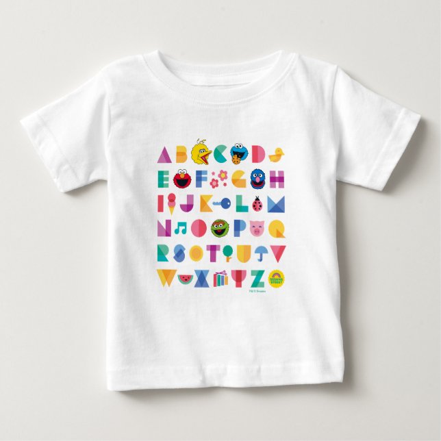T-shirt Pour Bébé Alphabet de rue Sésame (Devant)