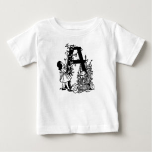 T-shirt Pour Bébé Alphabet vintage lettre A Fleurs victoriennes fill