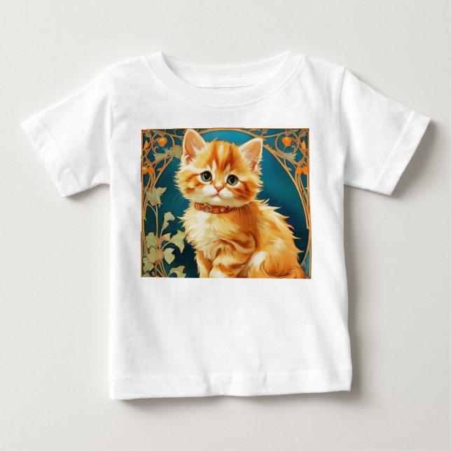 T-shirt Pour Bébé Alphonse Mucha Art Nouveau Chat (Devant)