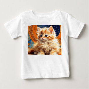T-shirt Pour Bébé Alphonse Mucha Art Nouveau Chat orange