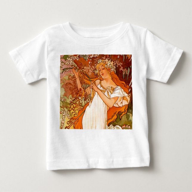 T-shirt Pour Bébé Alphonse Mucha Art Nouveau Printemps (Devant)