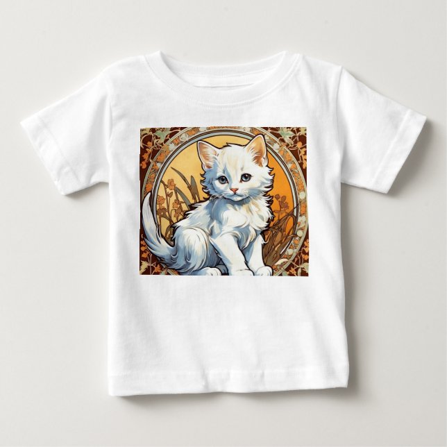 T-shirt Pour Bébé Alphonse Mucha Style Chat (Devant)