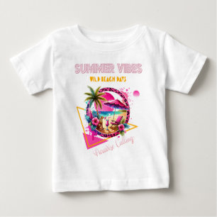 T-shirt Pour Bébé Ambiance estivale, motif léopard rose pour les jou