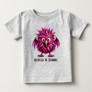T-shirt Pour Bébé Ambre - Monstre Fantaisiste à Plumes aux Grands Ye