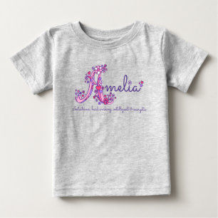 T-shirt Pour Bébé Amelia Girls nom signifiant Un monogramme