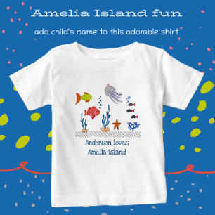 T-shirt Pour Bébé Amelia Island FL Amusant Poisson Océanique avec le