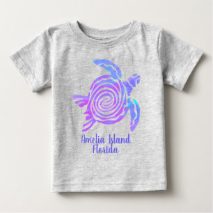 T-shirt Pour Bébé Amelia Island Floride Color Blast Tortue de mer