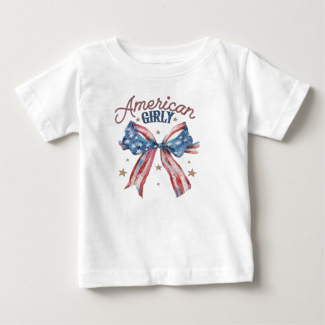 T-shirt Pour Bébé Américaine Féminine (Devant)