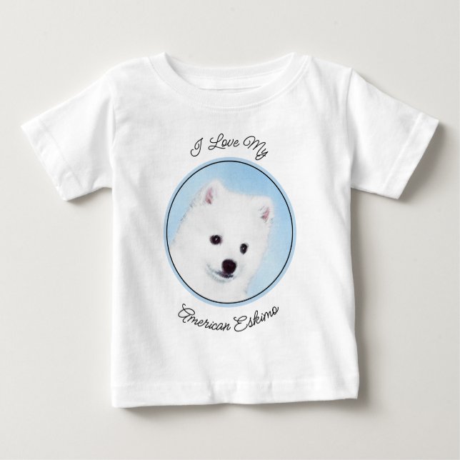 T-shirt Pour Bébé American Eskimo Dog Painting - Original Dog Art (Devant)