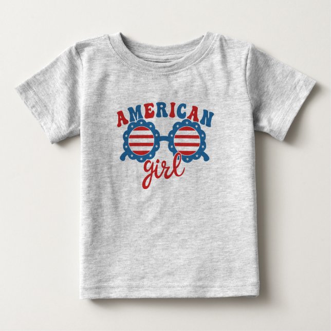 T-shirt Pour Bébé American Girl 4 juillet lunettes de soleil été (Devant)
