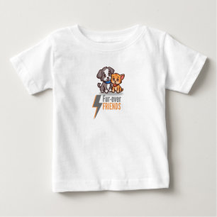 T-shirt Pour Bébé Amis de fourrure - Besties de chien et de chats mi