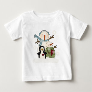 T-shirt Pour Bébé Amis de neige Snowmen et Penguin